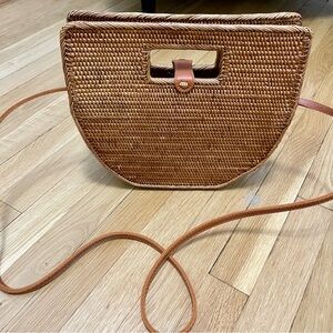 Anthropologie Rattan Tan Woven Handbag with Removable Strap